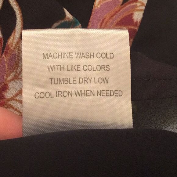 Modcloth Dark Blue Blouse with Pink Floral Design - Picture 6 of 6